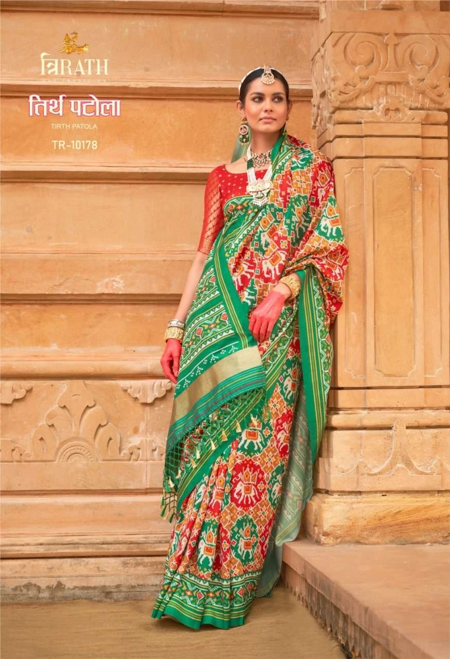 Trirath Tirth Patola Soft P.V.Silk Wholesale Fancy Sarees Catalog — Wholesale Sarees, MPA wholesale from Surat - Gallery Image 3